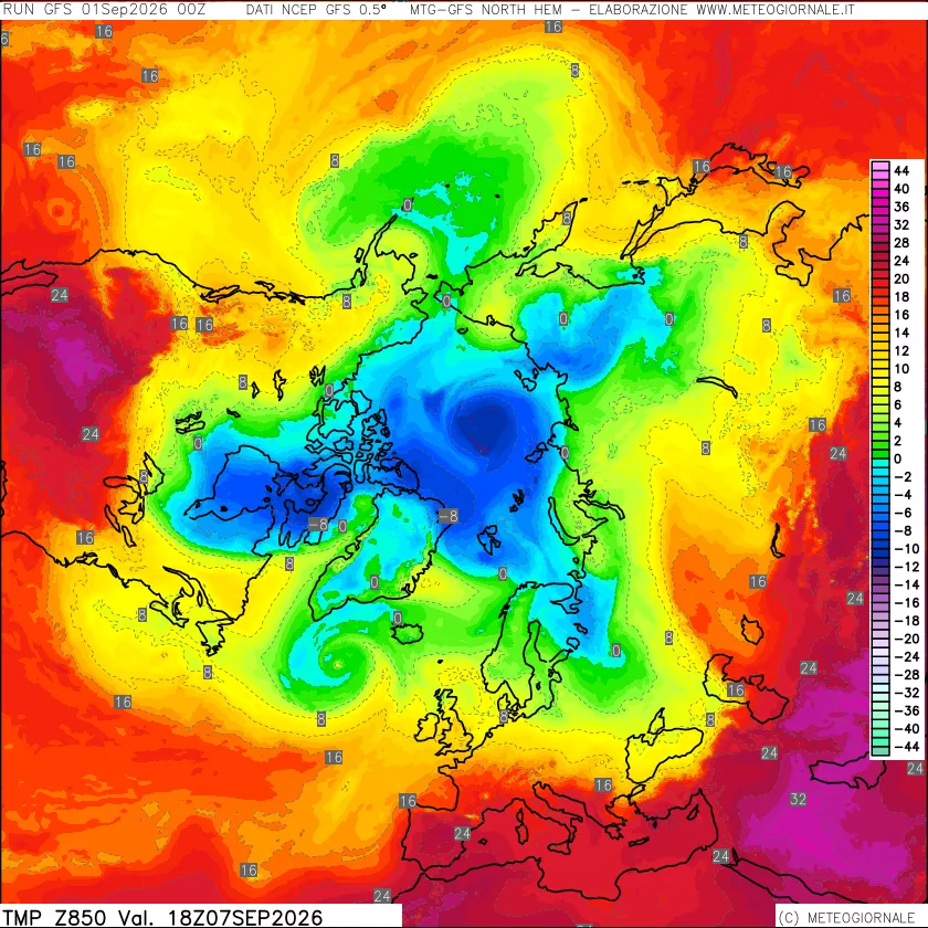 mappa Temperatura a 850 hPa