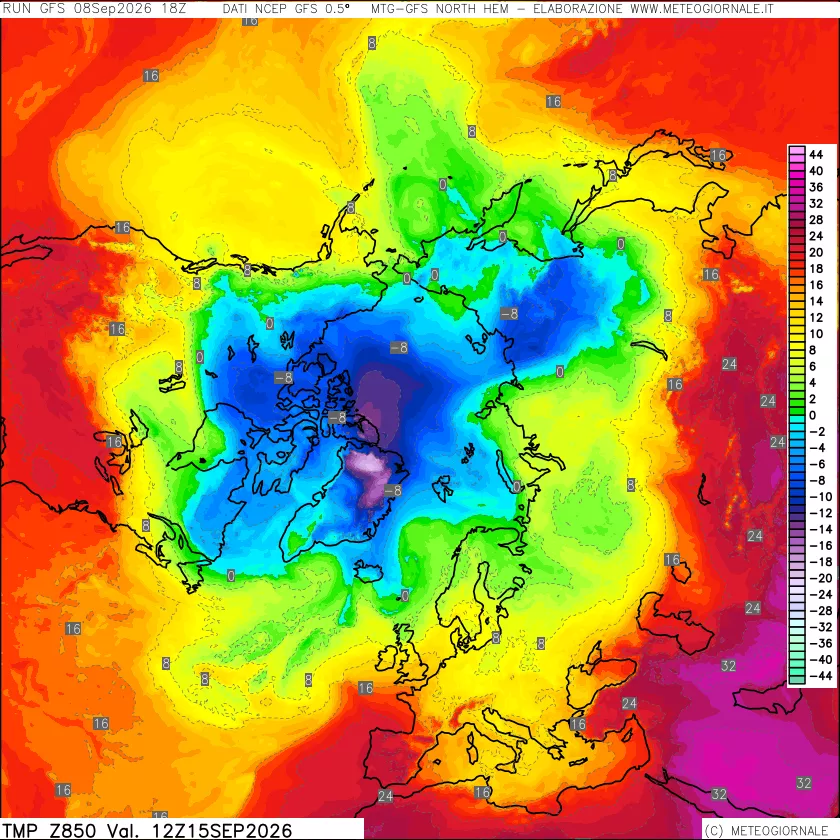 mappa Temperatura a 850 hPa