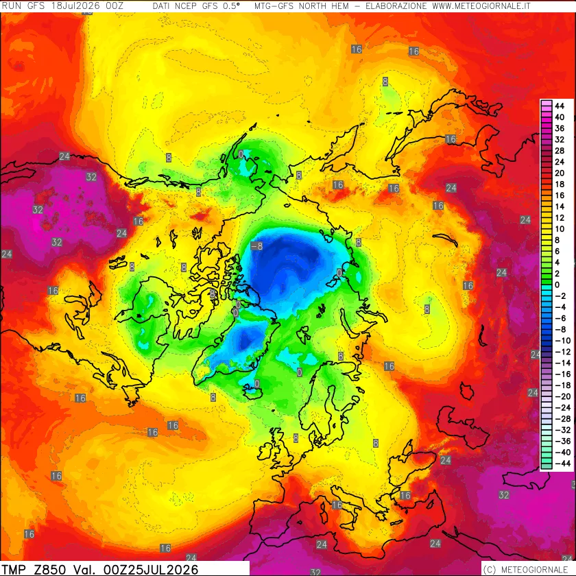 mappa Temperatura a 850 hPa