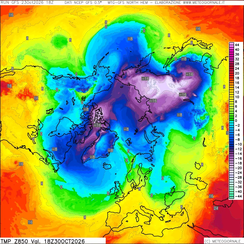 mappa Temperatura a 850 hPa
