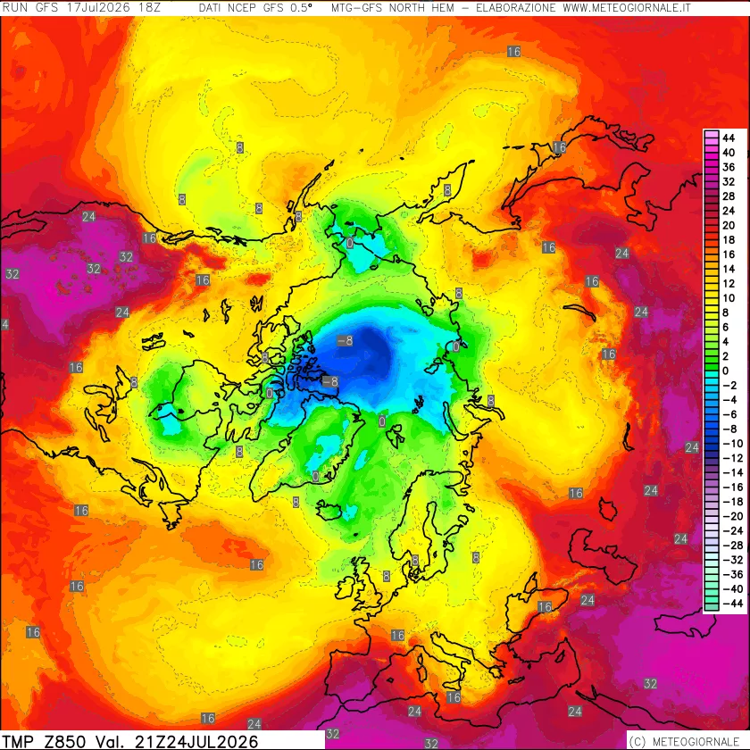 mappa Temperatura a 850 hPa
