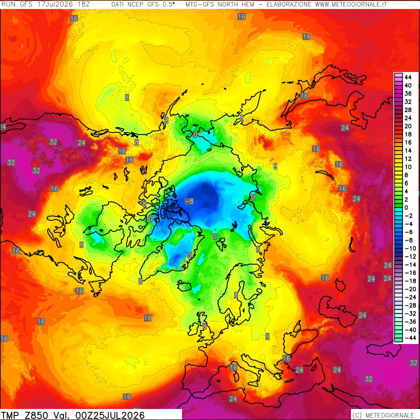 mappa Temperatura a 850 hPa
