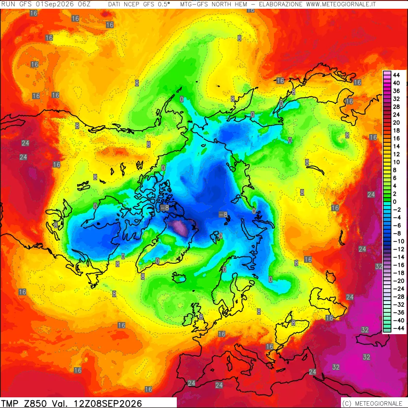 mappa Temperatura a 850 hPa