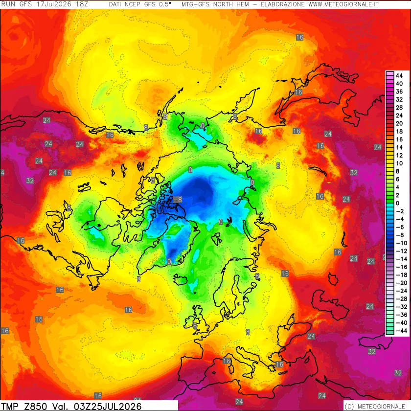 mappa Temperatura a 850 hPa
