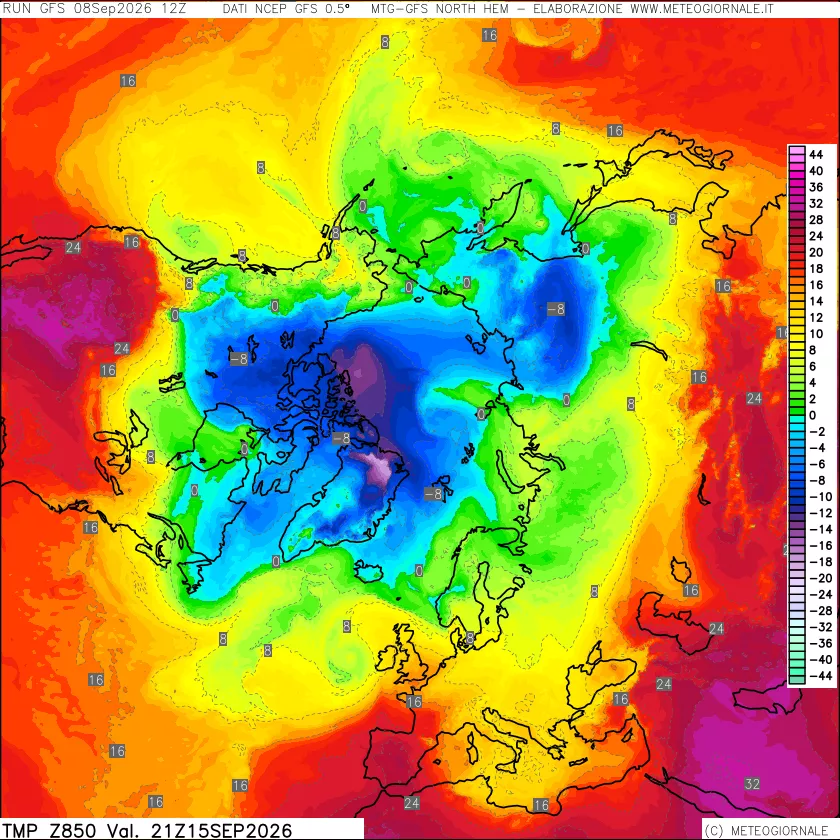 mappa Temperatura a 850 hPa