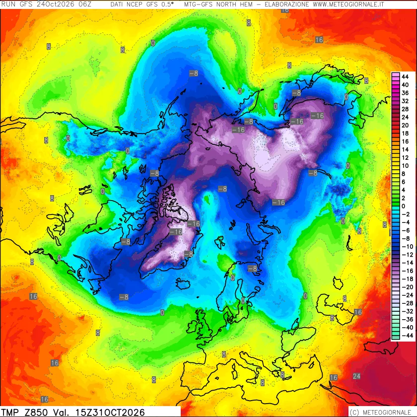 mappa Temperatura a 850 hPa