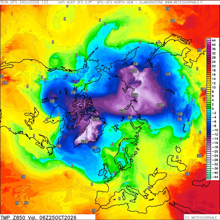 mappa Temperatura a 850 hPa