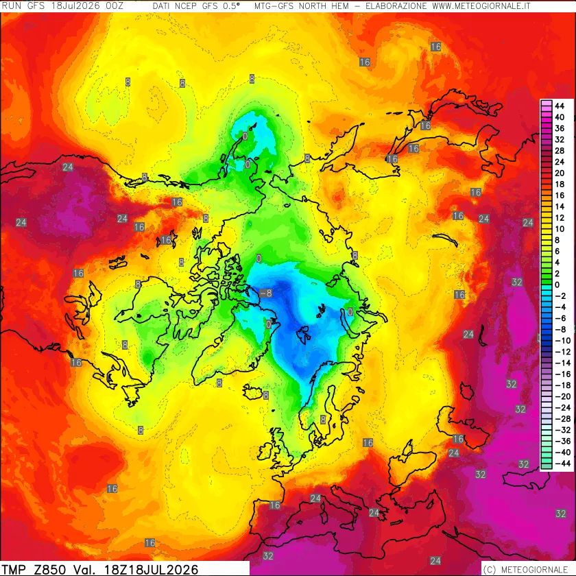 mappa Temperatura a 850 hPa