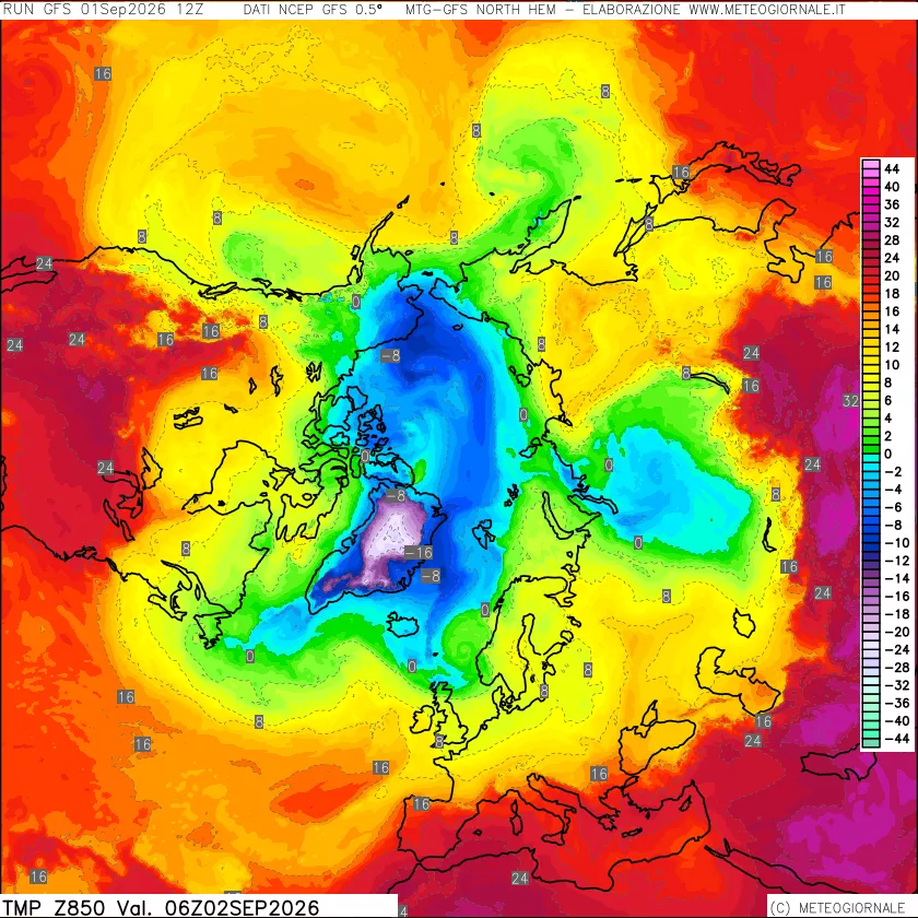 mappa Temperatura a 850 hPa
