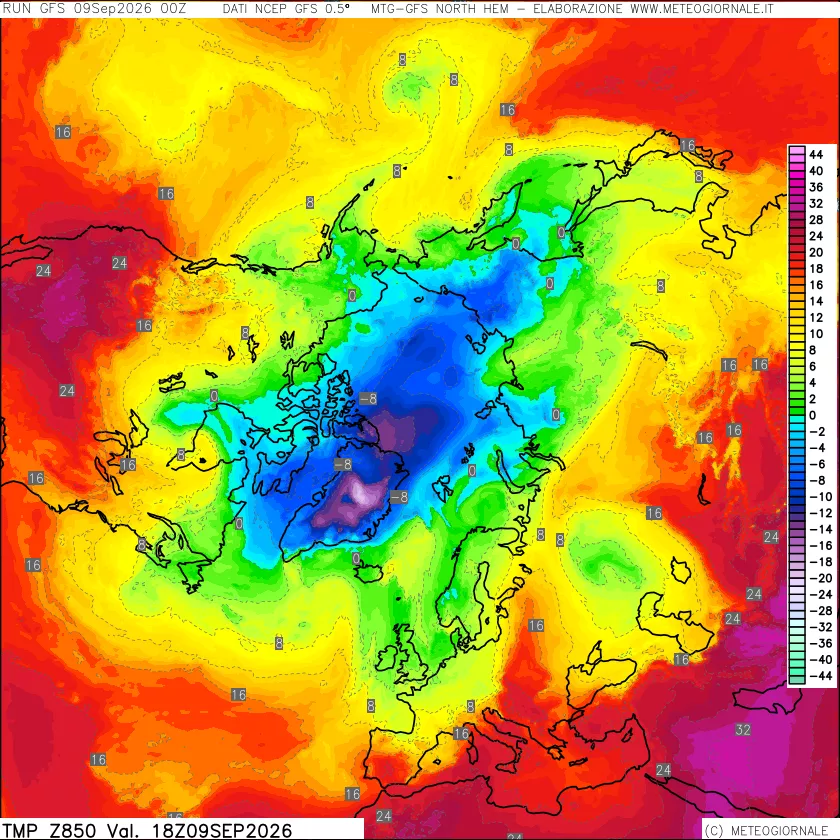 mappa Temperatura a 850 hPa