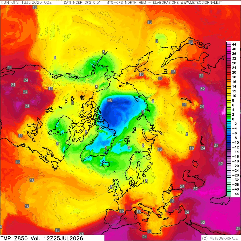 mappa Temperatura a 850 hPa