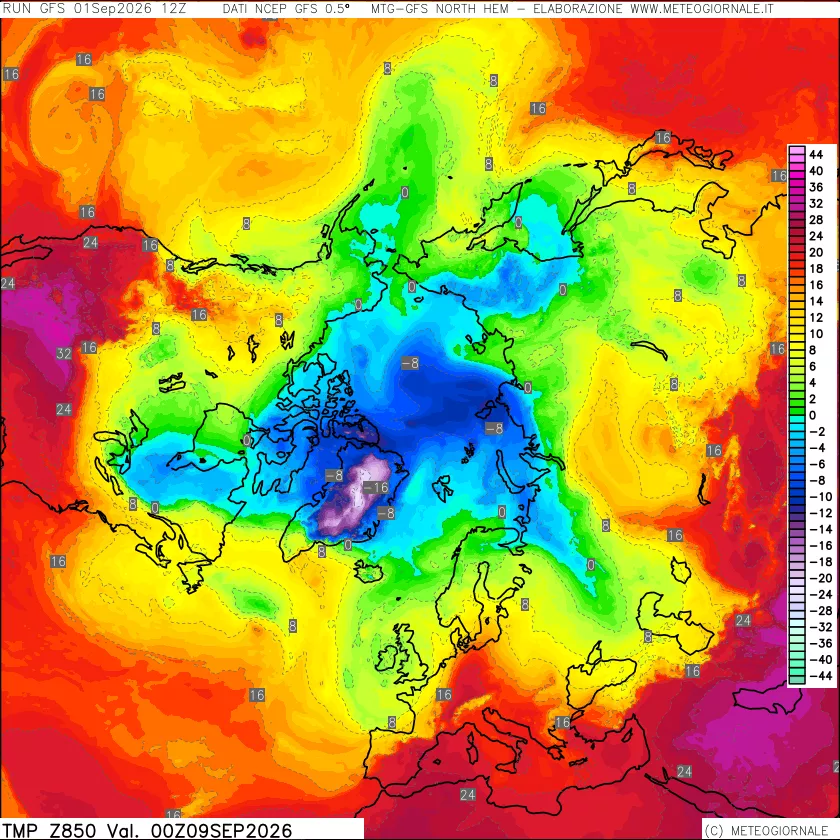 mappa Temperatura a 850 hPa