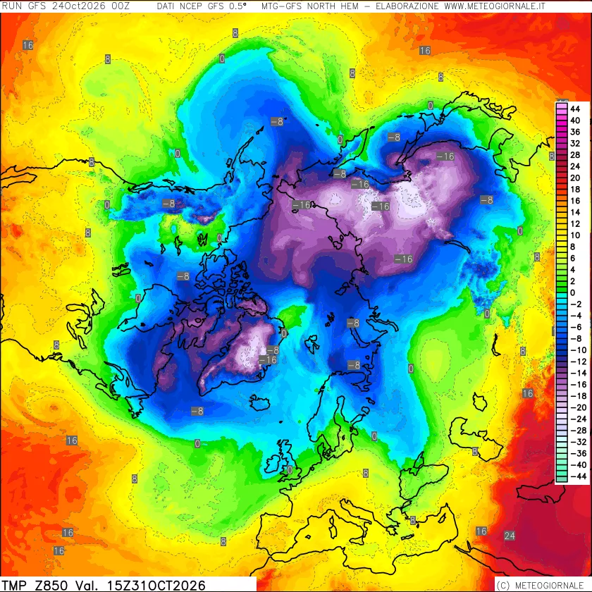 mappa Temperatura a 850 hPa