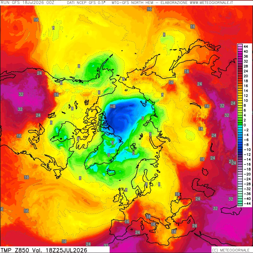 mappa Temperatura a 850 hPa