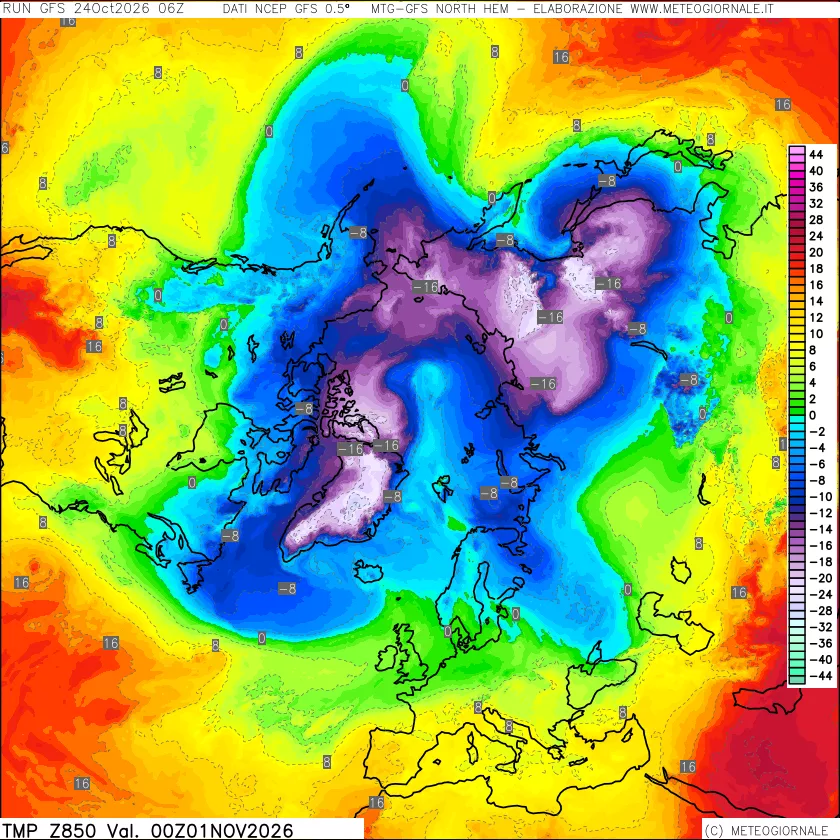 mappa Temperatura a 850 hPa