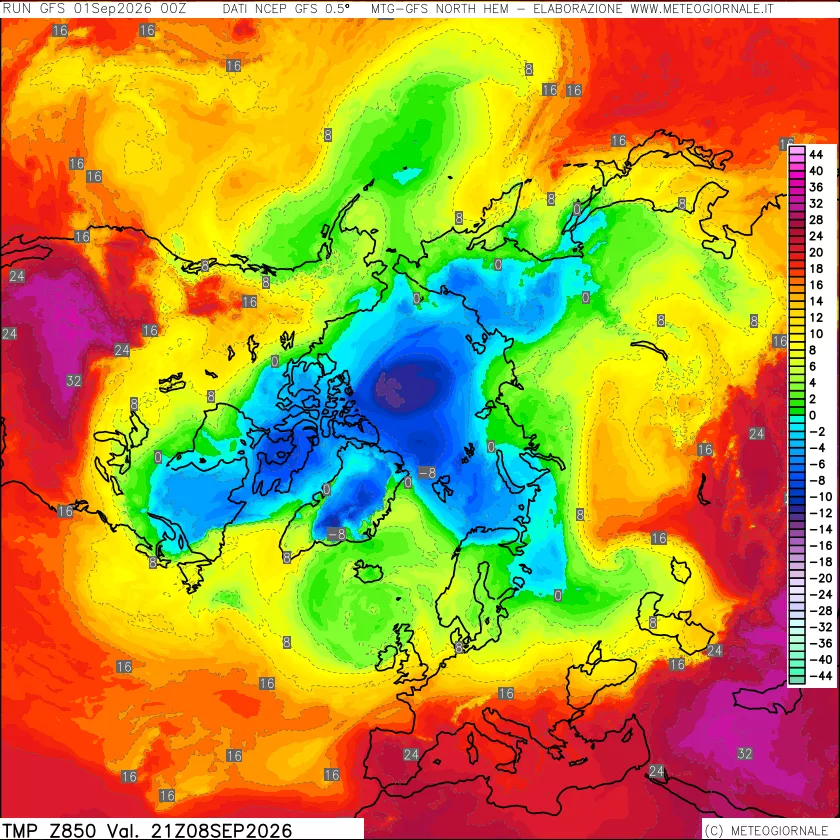 mappa Temperatura a 850 hPa