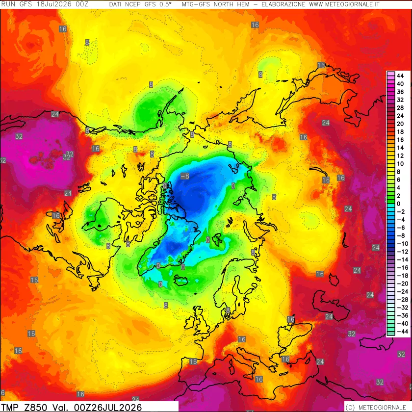 mappa Temperatura a 850 hPa