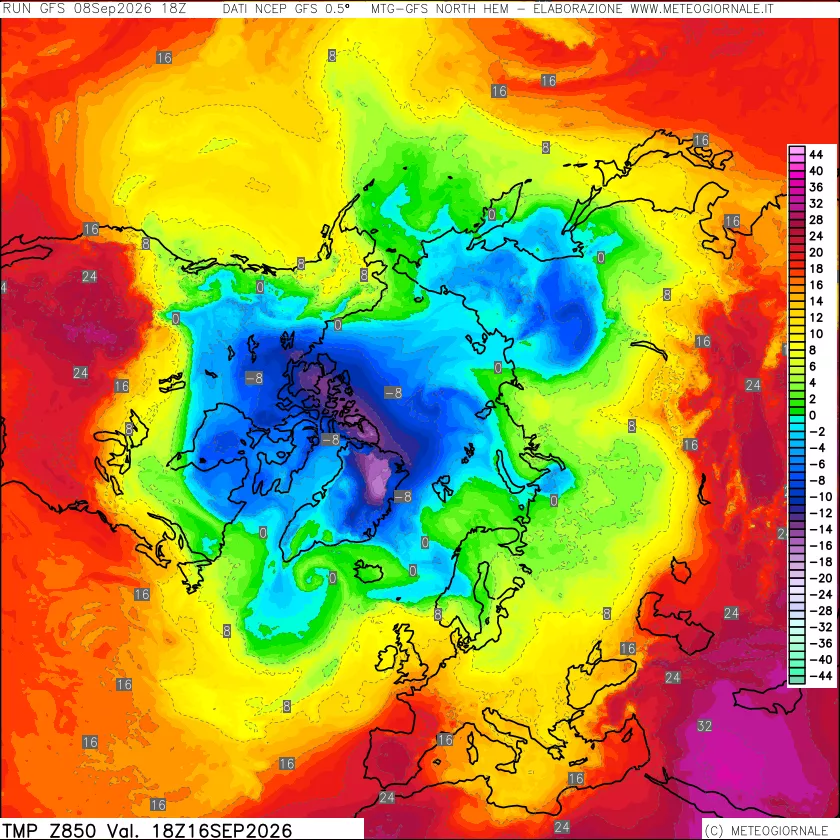 mappa Temperatura a 850 hPa