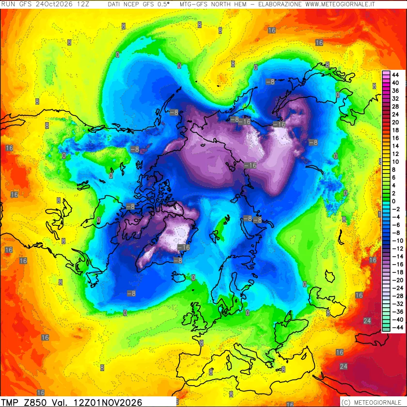 mappa Temperatura a 850 hPa