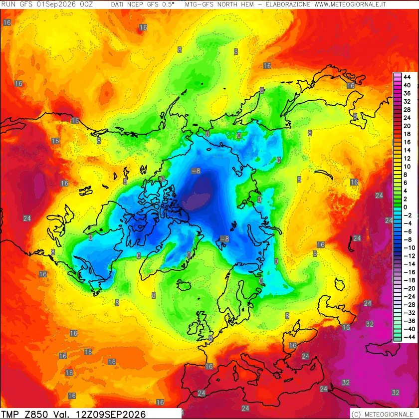 mappa Temperatura a 850 hPa