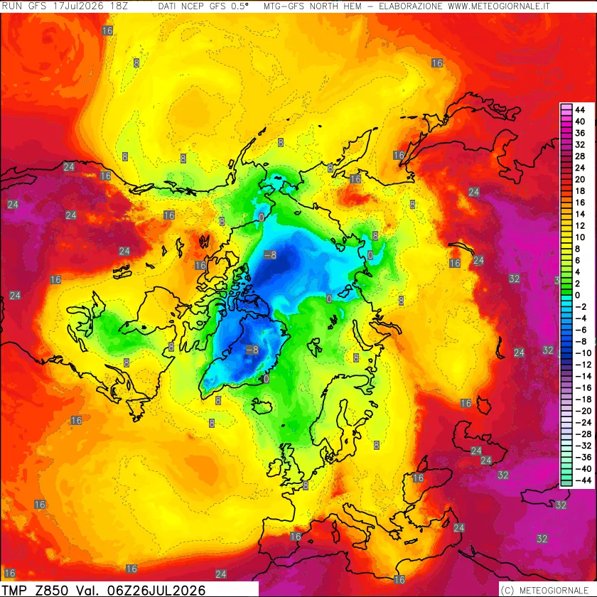 mappa Temperatura a 850 hPa