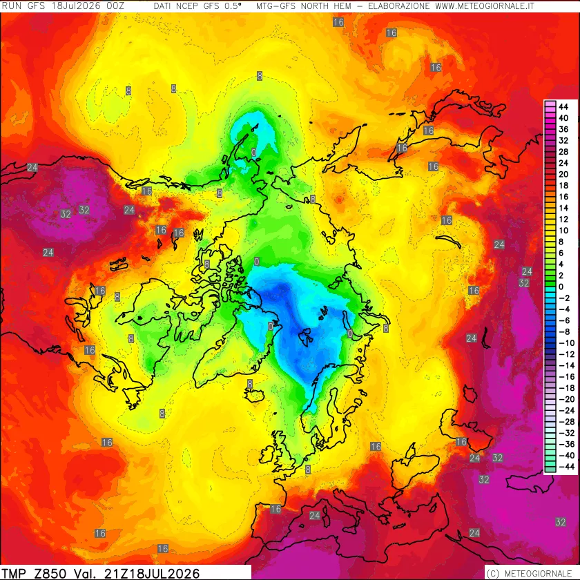 mappa Temperatura a 850 hPa