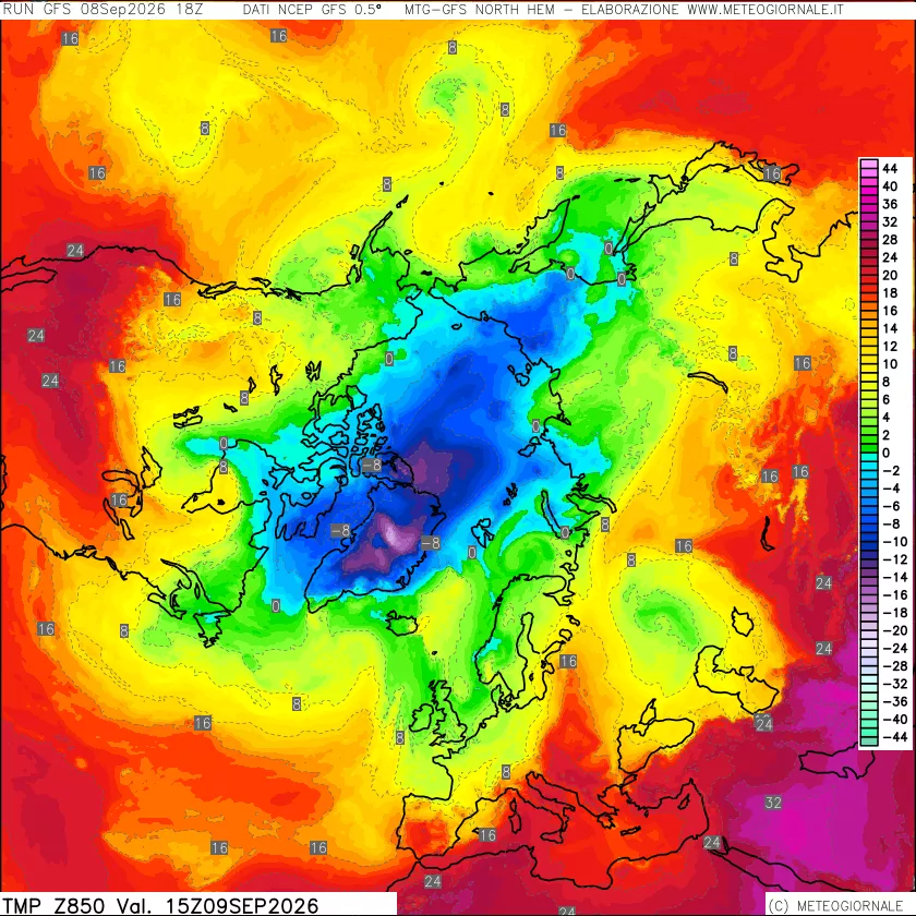 mappa Temperatura a 850 hPa
