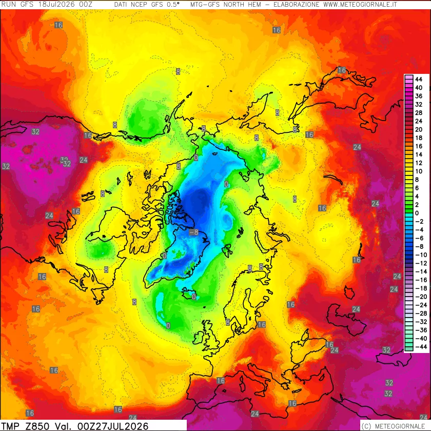 mappa Temperatura a 850 hPa
