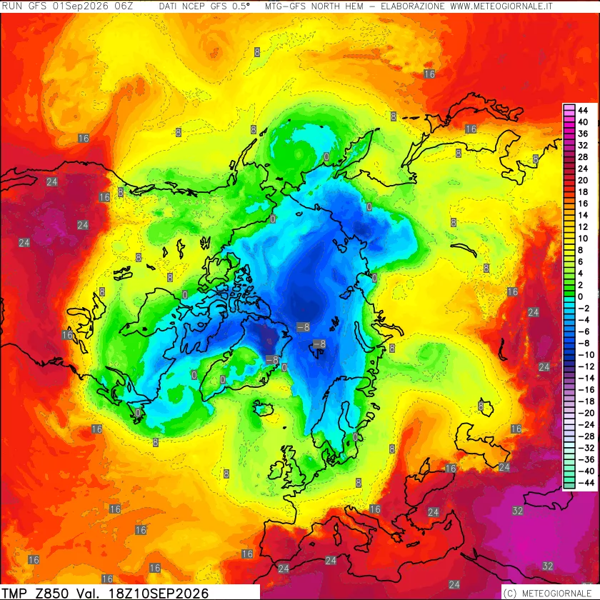 mappa Temperatura a 850 hPa