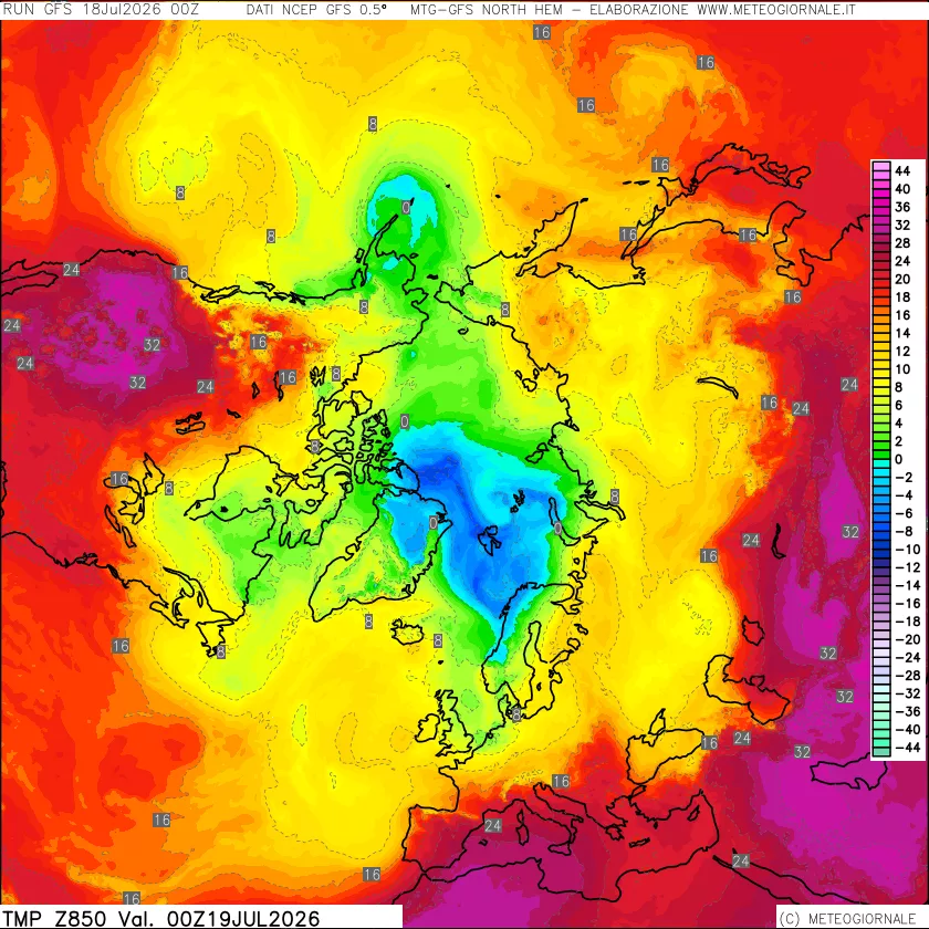 mappa Temperatura a 850 hPa