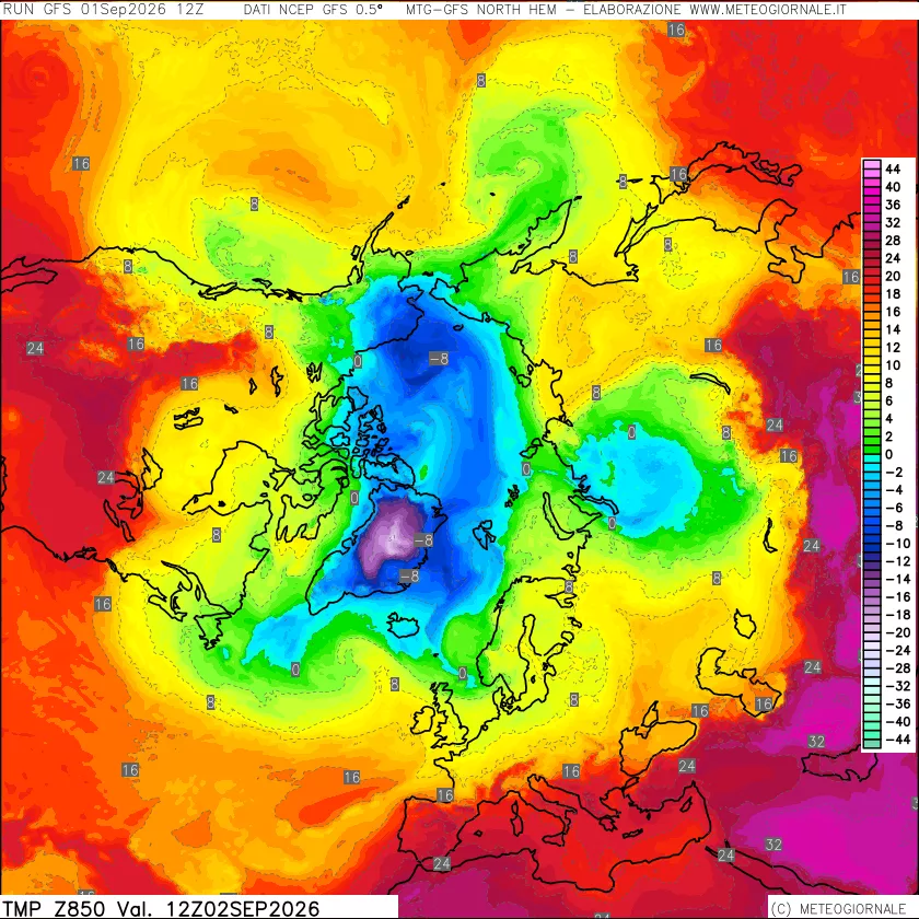 mappa Temperatura a 850 hPa