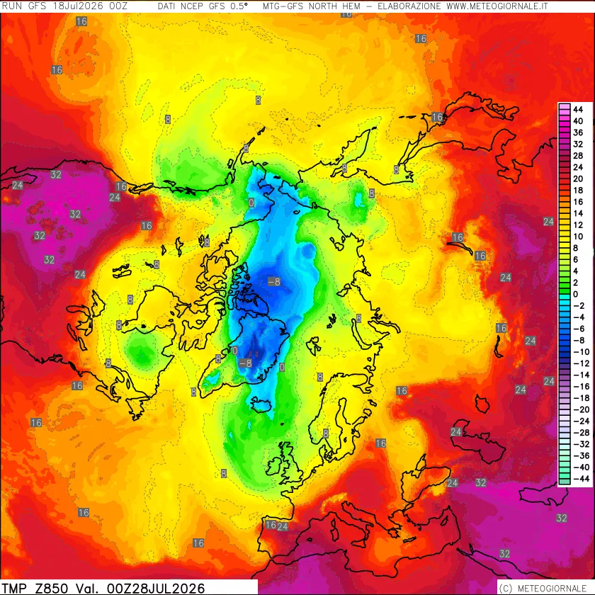 mappa Temperatura a 850 hPa