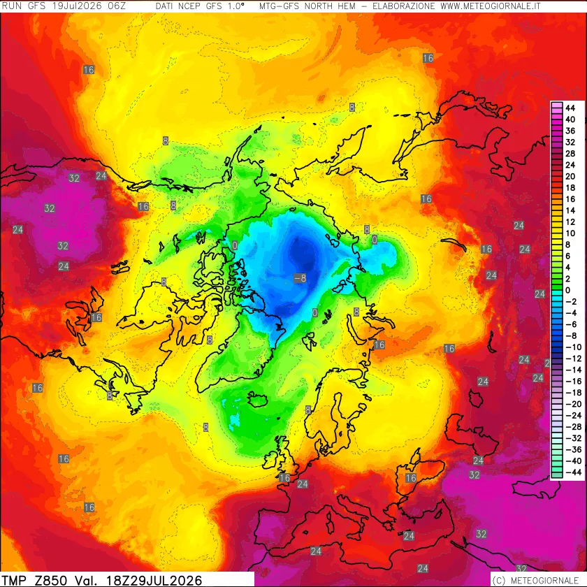 mappa Temperatura a 850 hPa