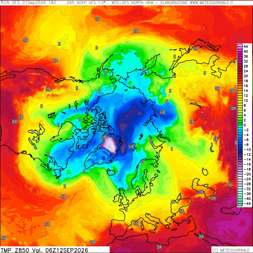mappa Temperatura a 850 hPa