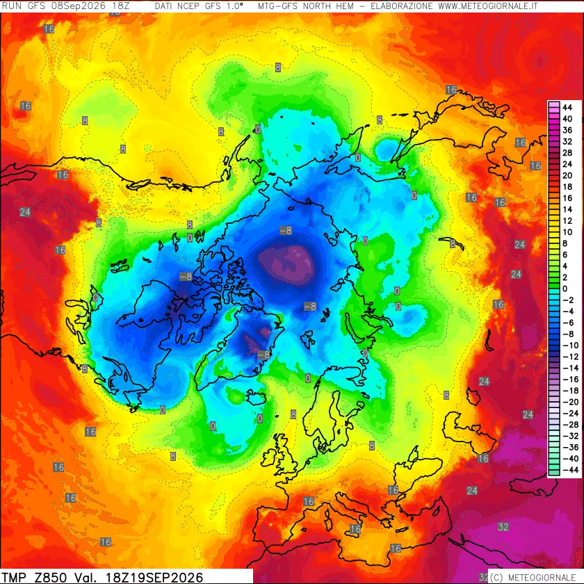 mappa Temperatura a 850 hPa