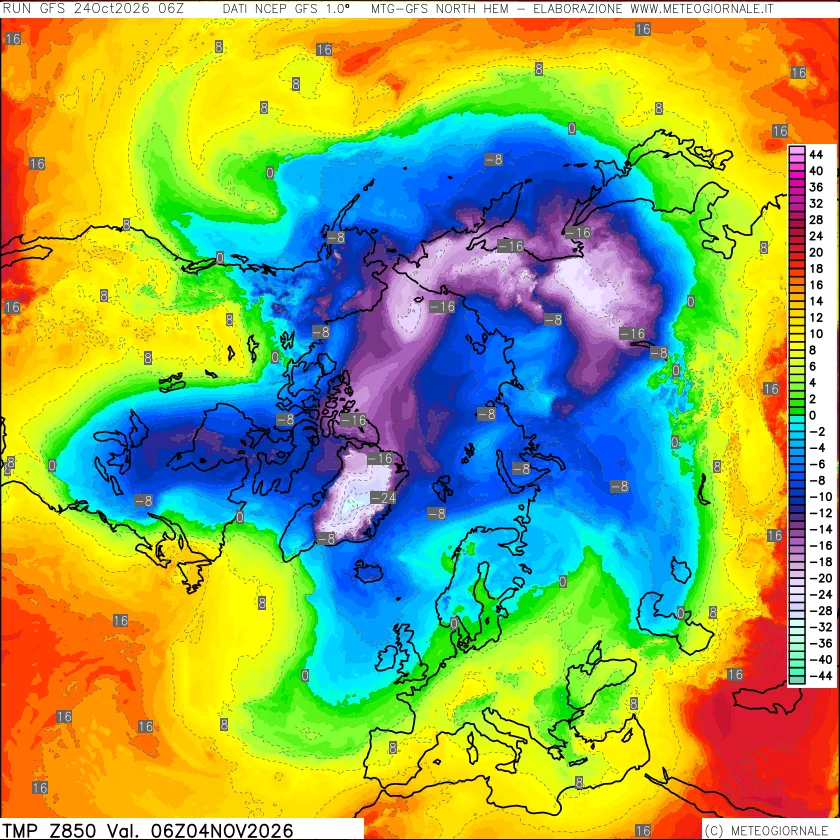 mappa Temperatura a 850 hPa
