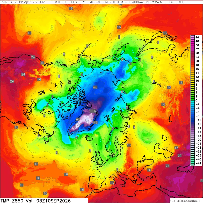 mappa Temperatura a 850 hPa