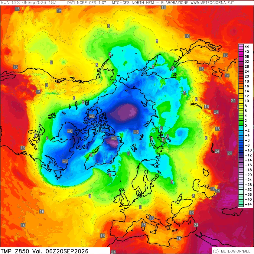 mappa Temperatura a 850 hPa