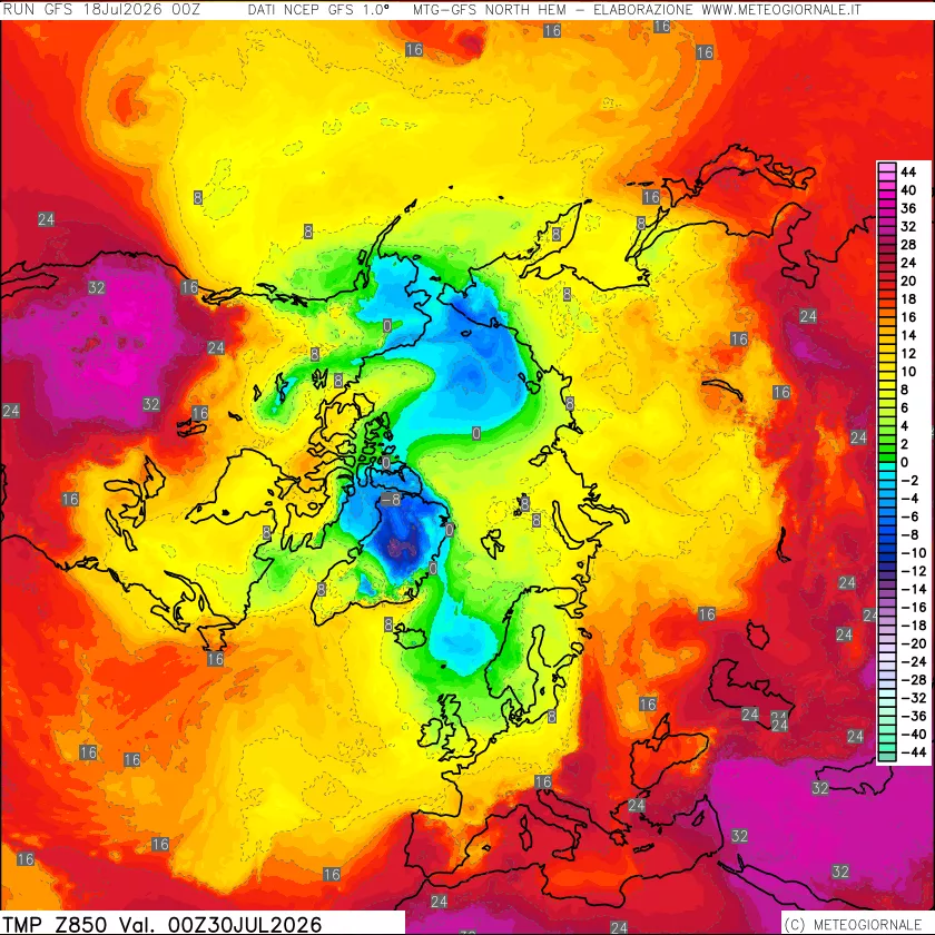 mappa Temperatura a 850 hPa