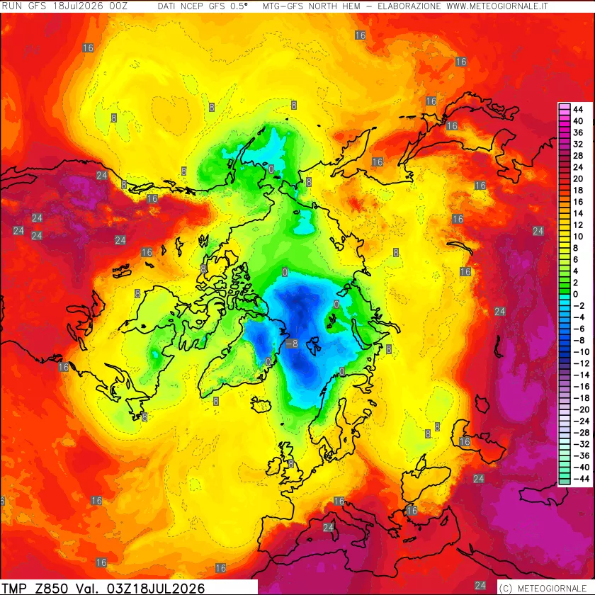mappa Temperatura a 850 hPa