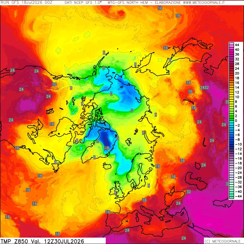 mappa Temperatura a 850 hPa