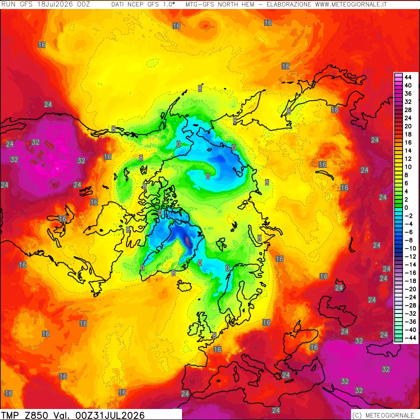 mappa Temperatura a 850 hPa