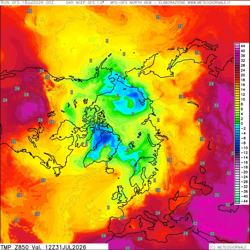 mappa Temperatura a 850 hPa