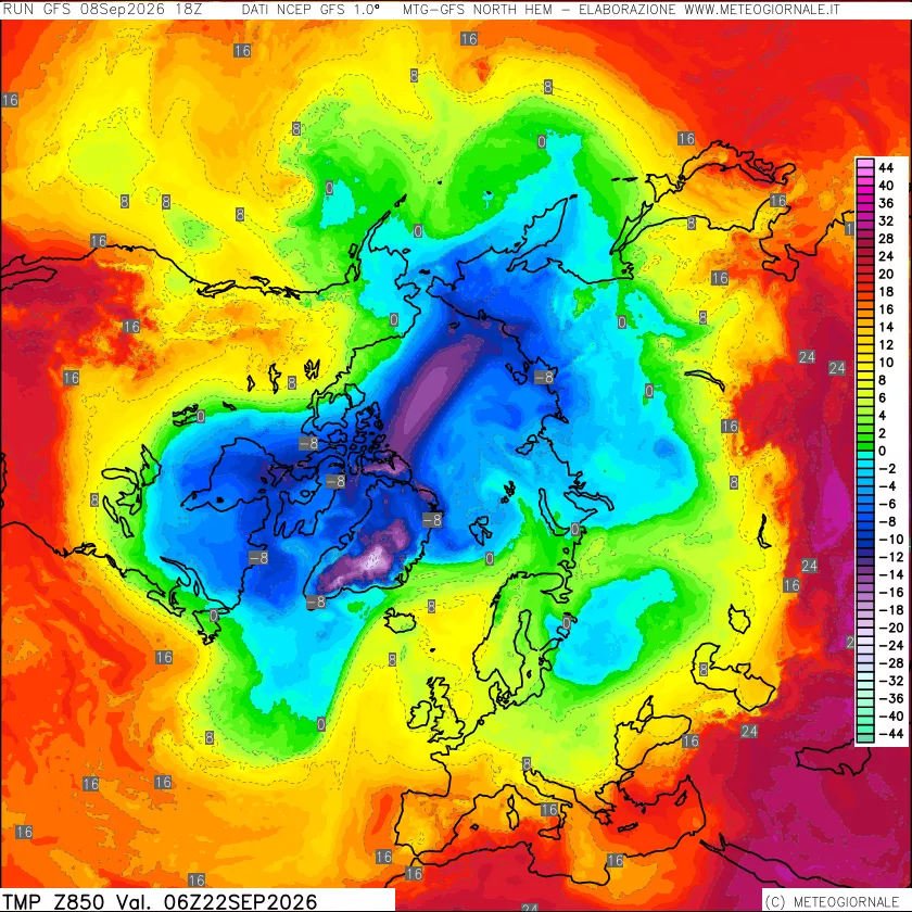 mappa Temperatura a 850 hPa