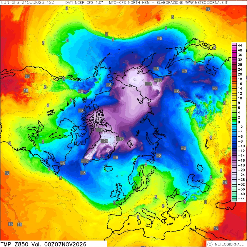 mappa Temperatura a 850 hPa