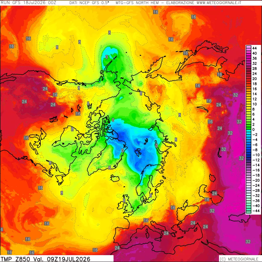 mappa Temperatura a 850 hPa