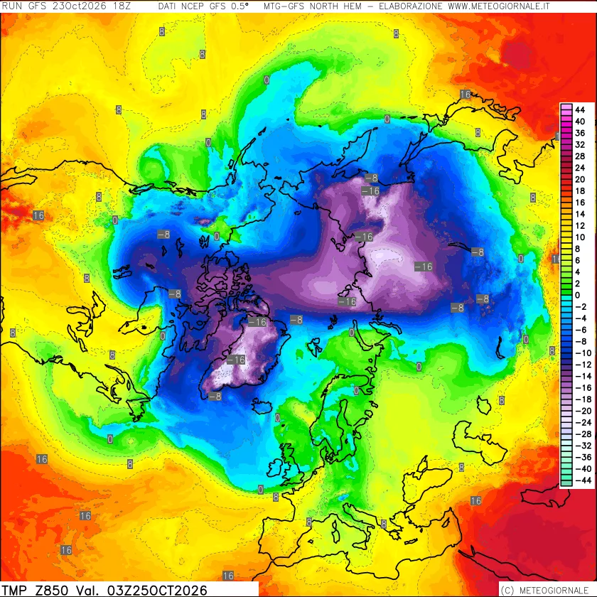 mappa Temperatura a 850 hPa