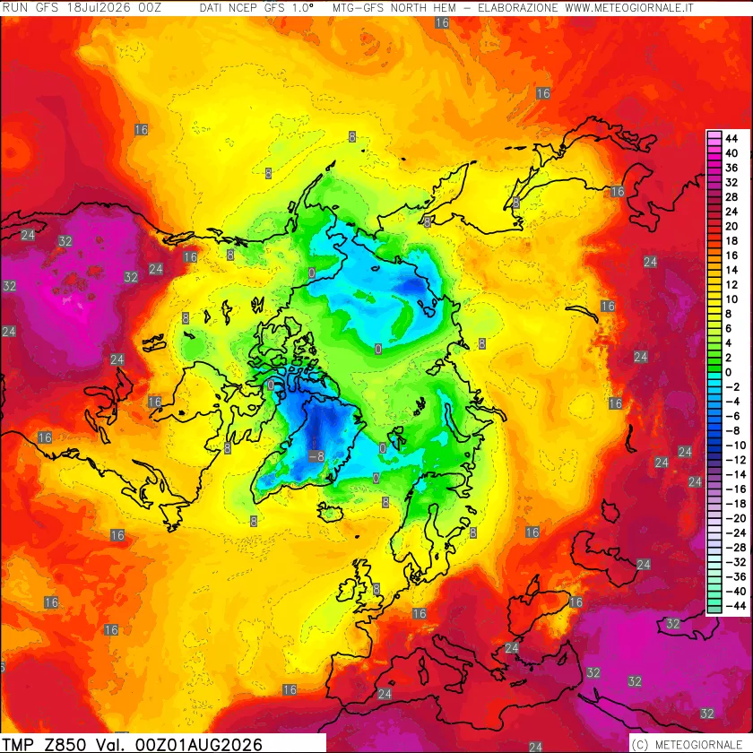 mappa Temperatura a 850 hPa