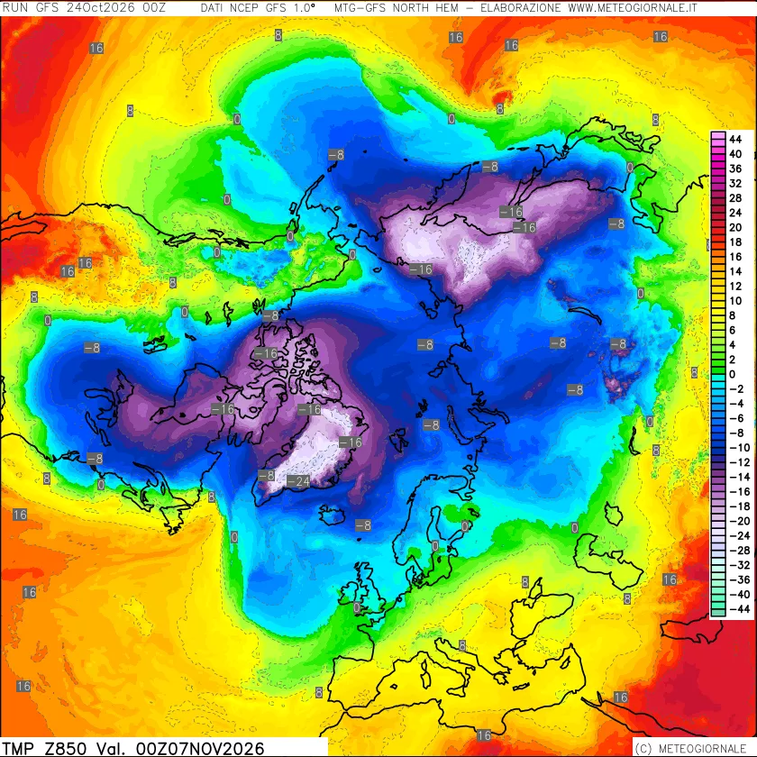 mappa Temperatura a 850 hPa