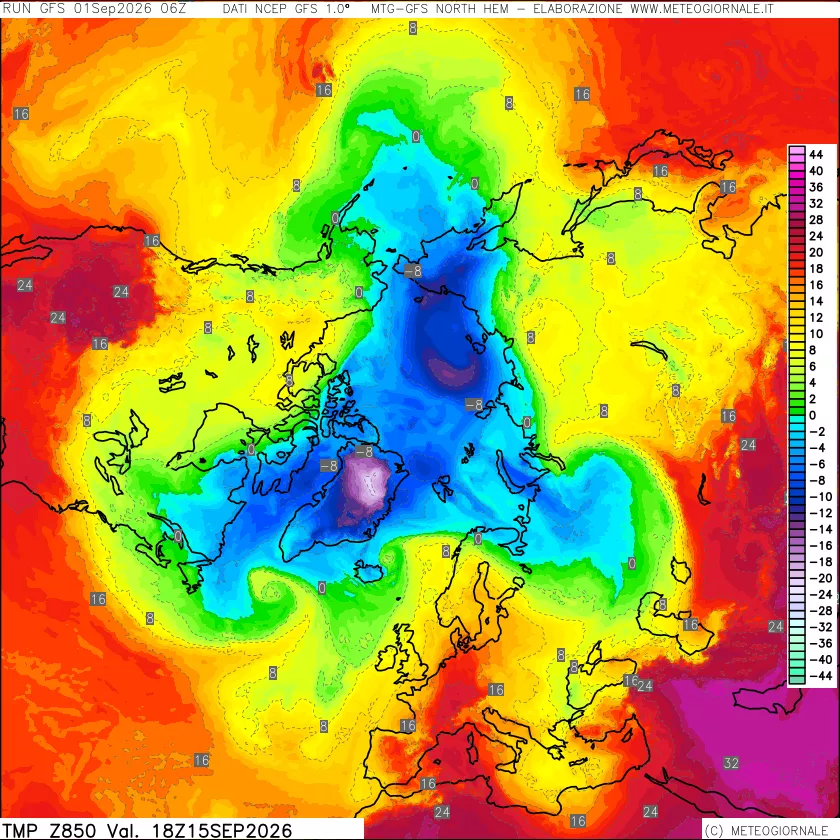 mappa Temperatura a 850 hPa
